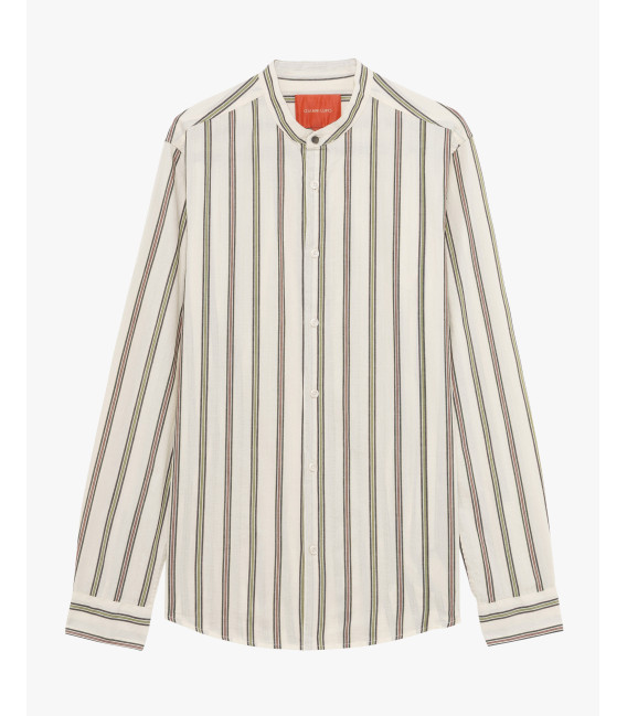 Striped shirt with mandarin collar