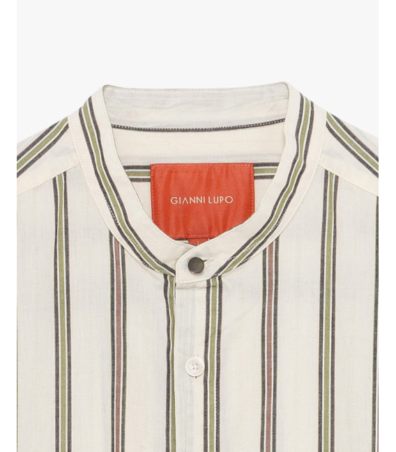 Striped shirt with mandarin collar