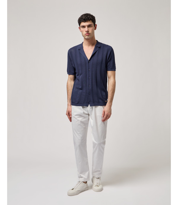 Knitted shirt with transparencies