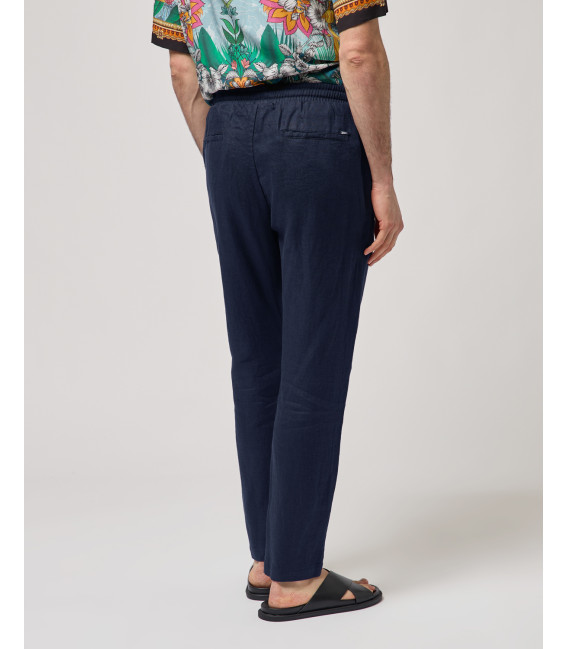 Pantaloni in lino con coulisse slim fit