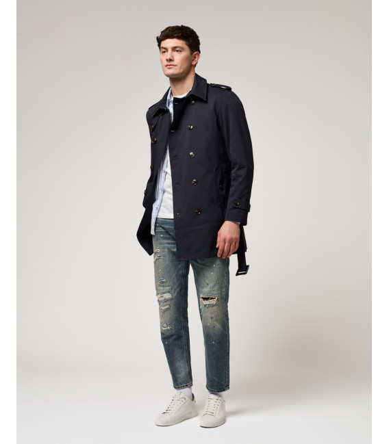 Short double-breasted trench coat