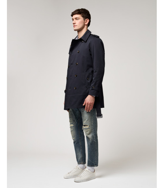 Short double-breasted trench coat