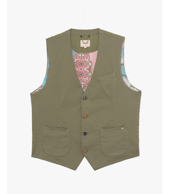 Gilet con bottoni in fantasia