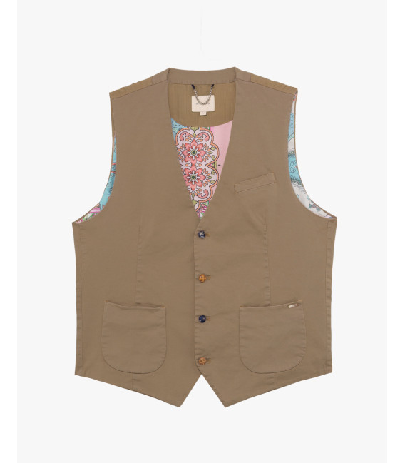 Gilet con bottoni in fantasia
