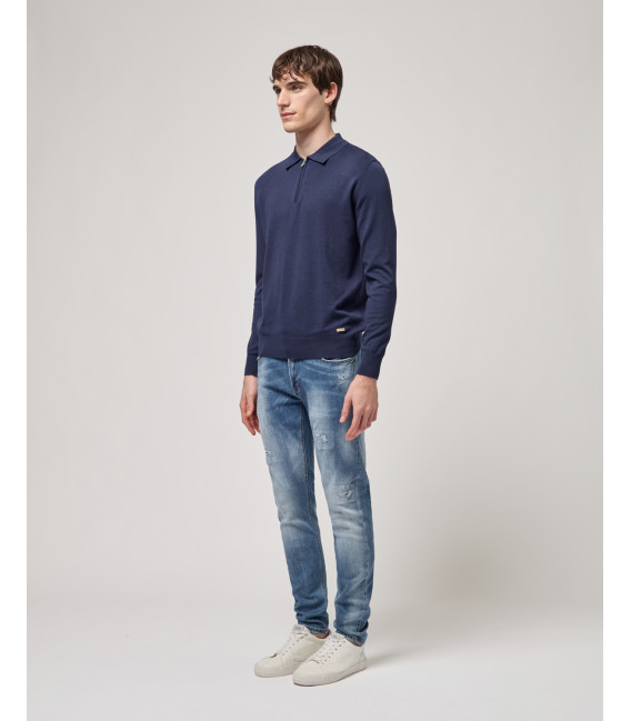 Jeans KEVIN skinny fit medium wash con strappi