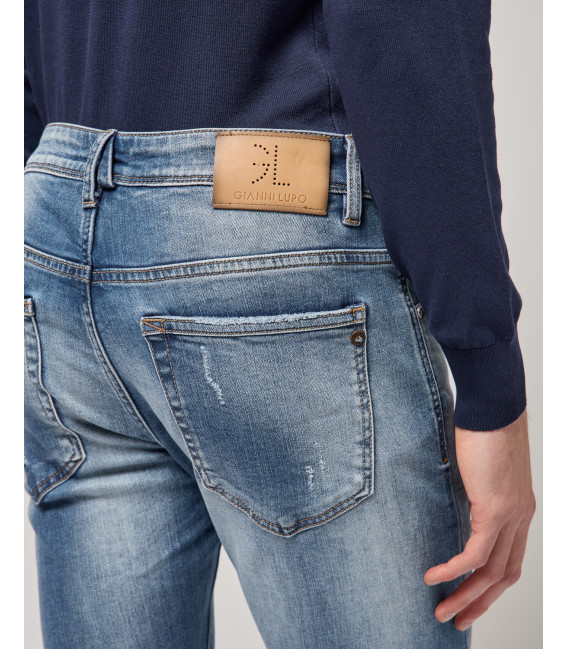 Jeans KEVIN skinny fit medium wash con strappi