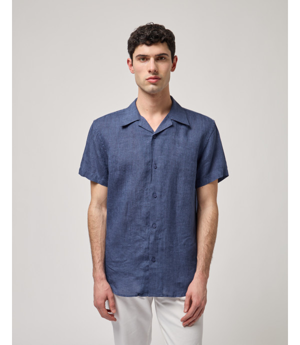 Camicia bowling in misto lino