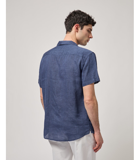 Camicia bowling in misto lino