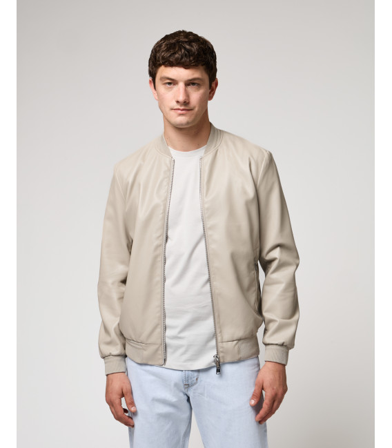 Faux-leather bomber jacket