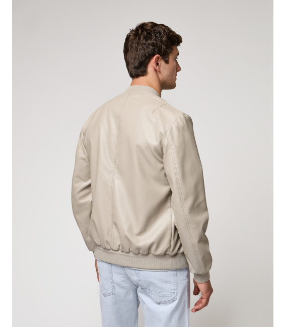 Faux-leather bomber jacket