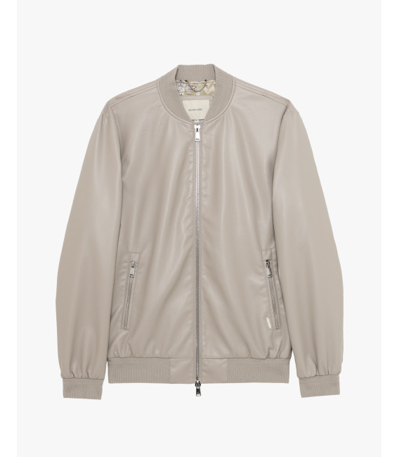 Faux-leather bomber jacket