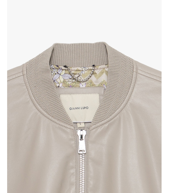 Faux-leather bomber jacket