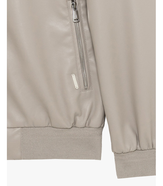 Faux-leather bomber jacket