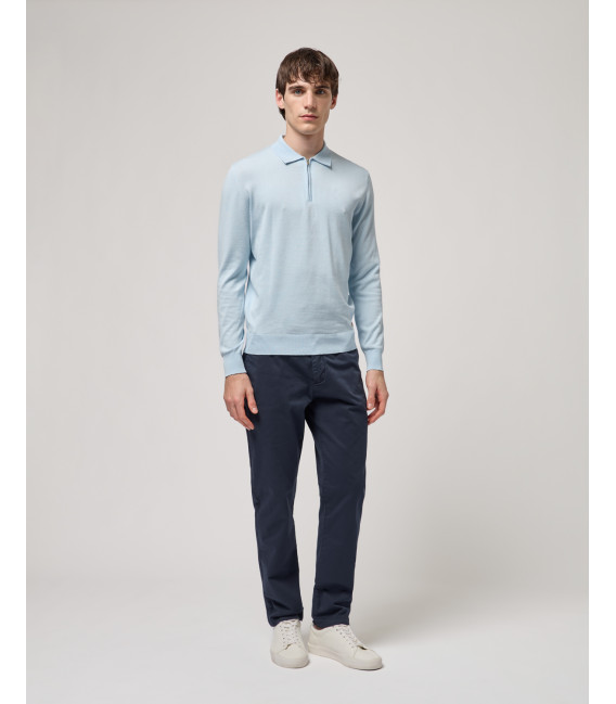 Knit polo shirt with zip neck