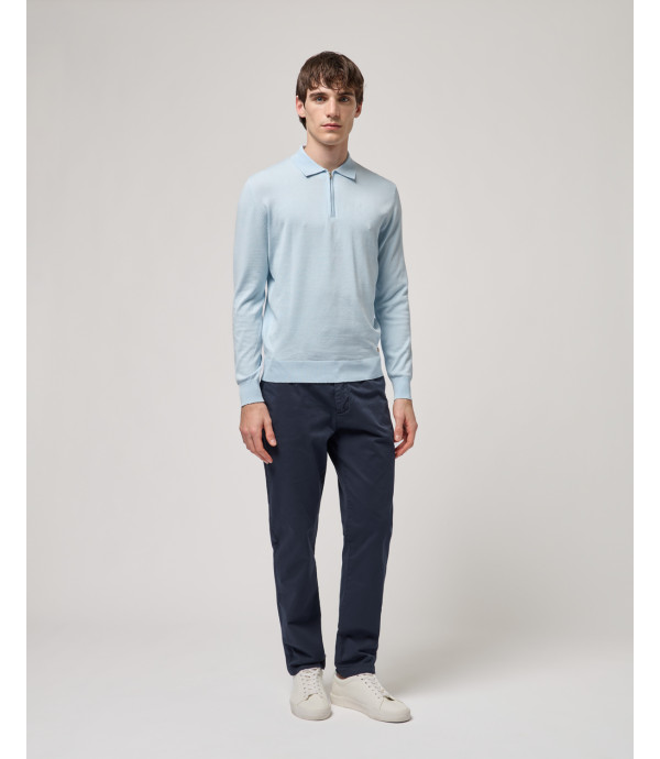 Knit polo shirt with zip neck