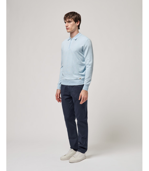 Knit polo shirt with zip neck