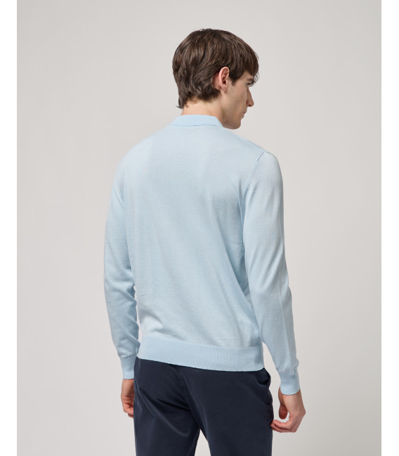 Knit polo shirt with zip neck