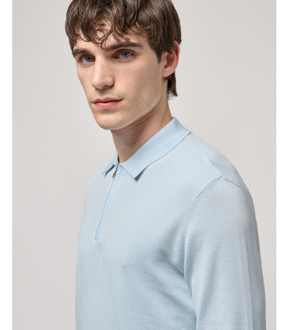 Knit polo shirt with zip neck