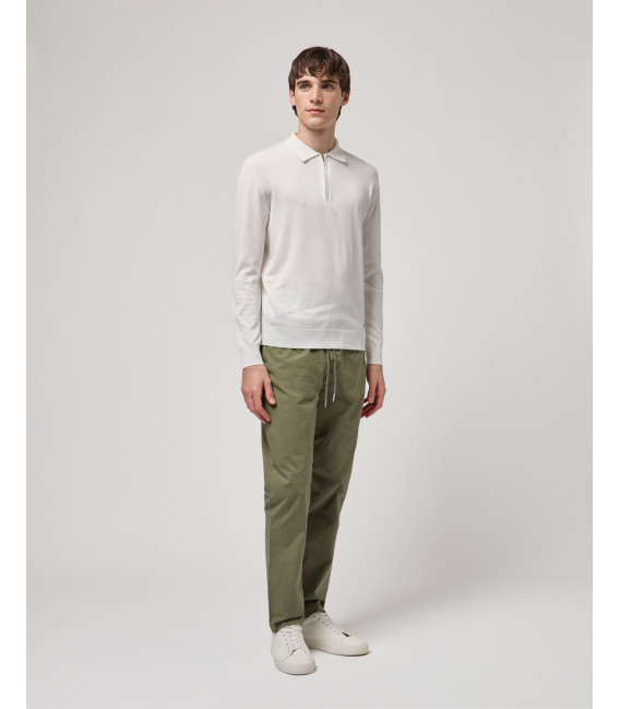 Knit polo shirt with zip neck
