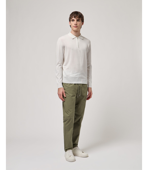 Knit polo shirt with zip neck