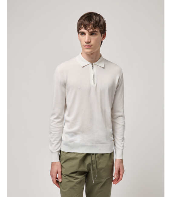 Knit polo shirt with zip neck