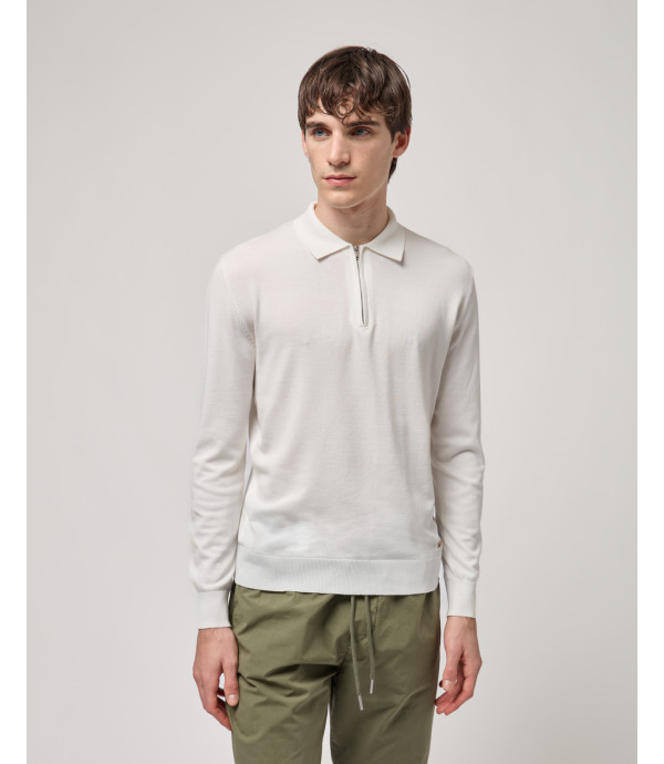 Knit polo shirt with zip neck