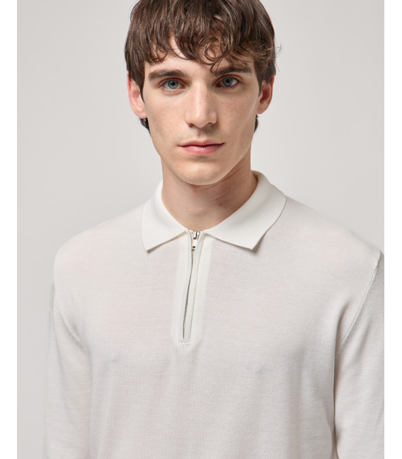Knit polo shirt with zip neck