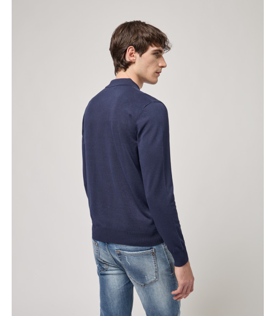 Knit polo shirt with zip neck