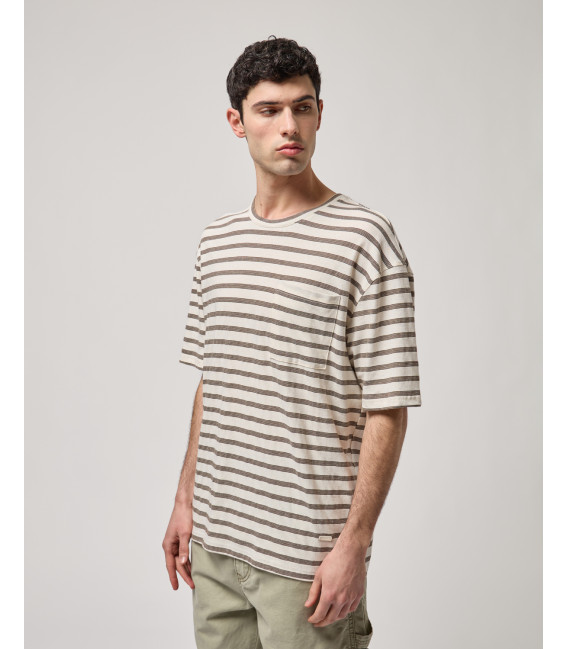 Striped T-shirt with chest pocket