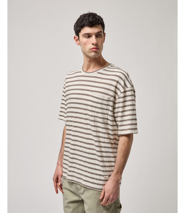 Striped T-shirt with chest pocket