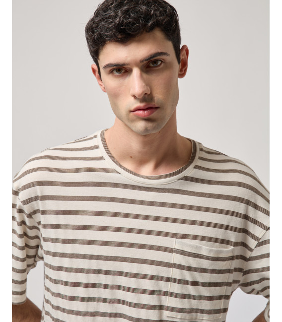Striped T-shirt with chest pocket