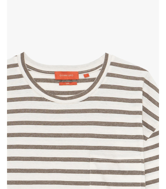 Striped T-shirt with chest pocket