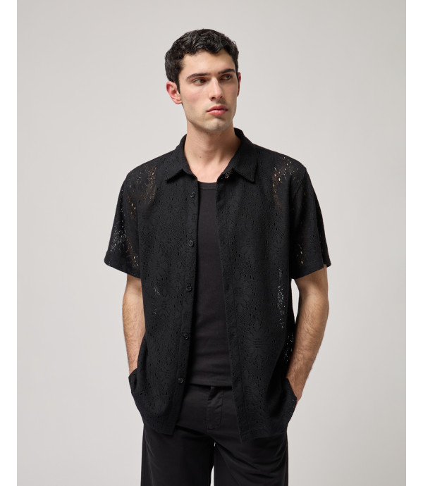 Crochet short-sleeve shirt