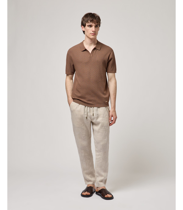 T-shirt polo in maglia con pattern in rilievo