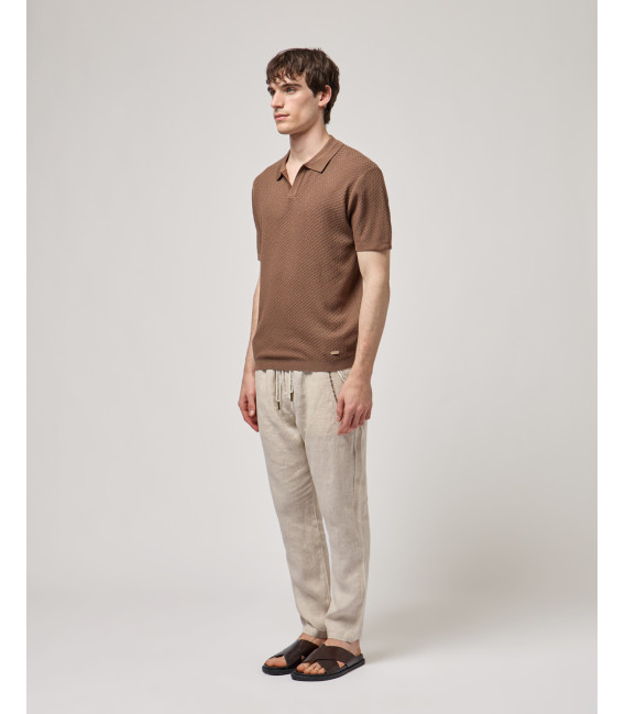 T-shirt polo in maglia con pattern in rilievo
