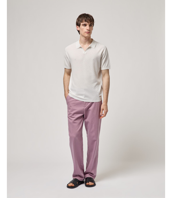 T-shirt polo in maglia con pattern in rilievo