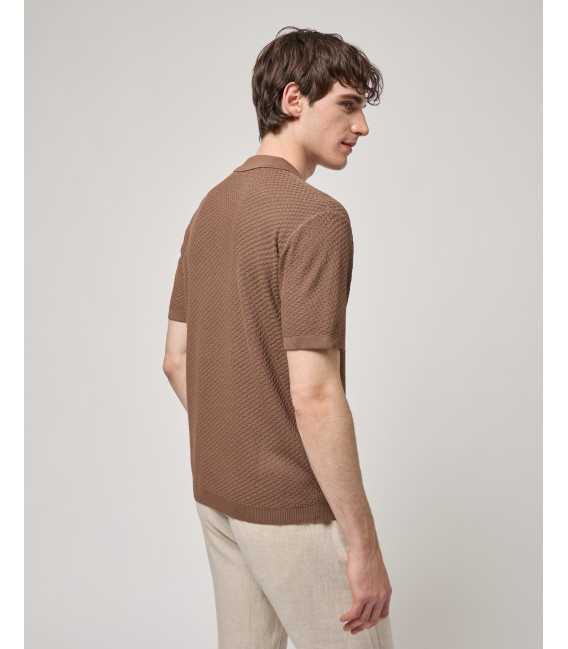 T-shirt polo in maglia con pattern in rilievo