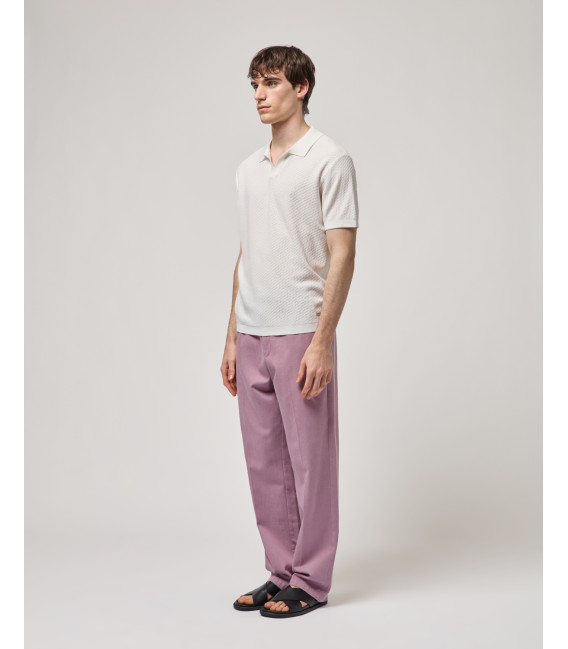 T-shirt polo in maglia con pattern in rilievo