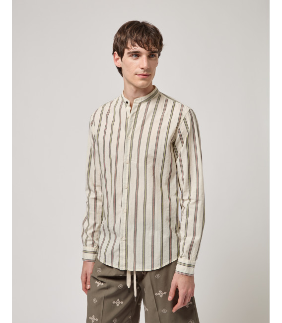 Striped shirt with mandarin collar