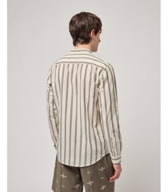 Striped shirt with mandarin collar