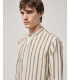 Striped shirt with mandarin collar