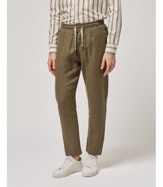 Pantaloni in lino con coulisse slim fit