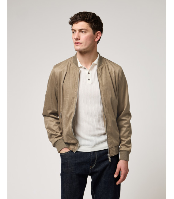 Giubbotto bomber effetto camoscio