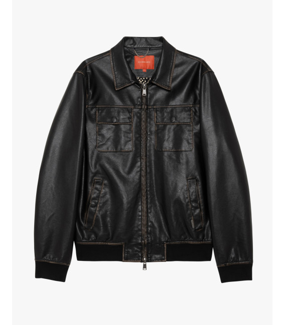 Faux-leather jacket with pockets