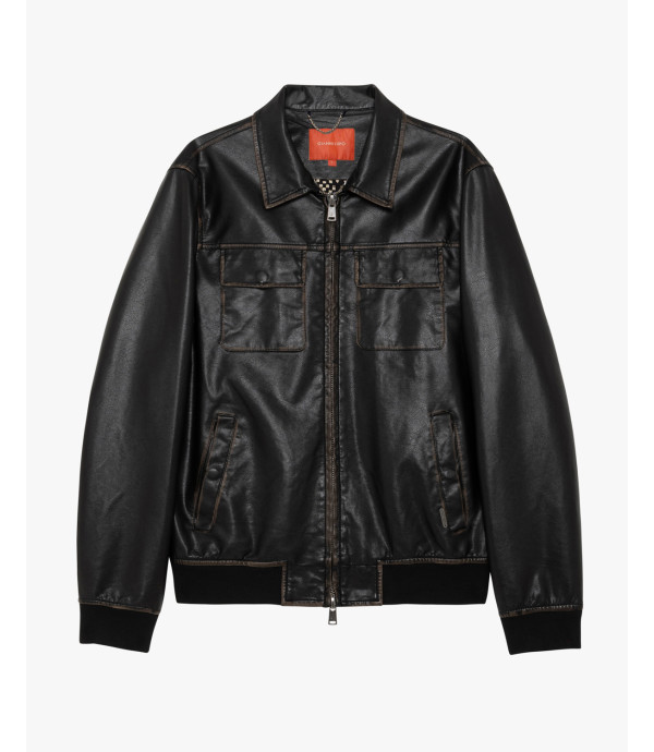 Faux-leather jacket with pockets