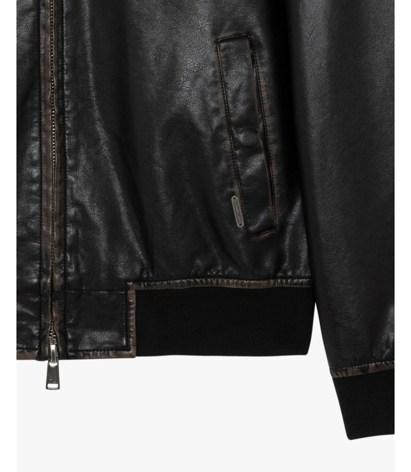 Faux-leather jacket with pockets