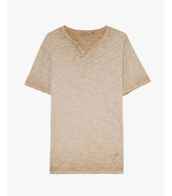 T-shirt collo marocchino con bottoni