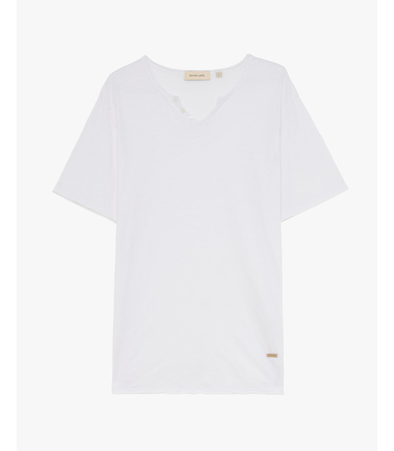 T-shirt collo marocchino con bottoni