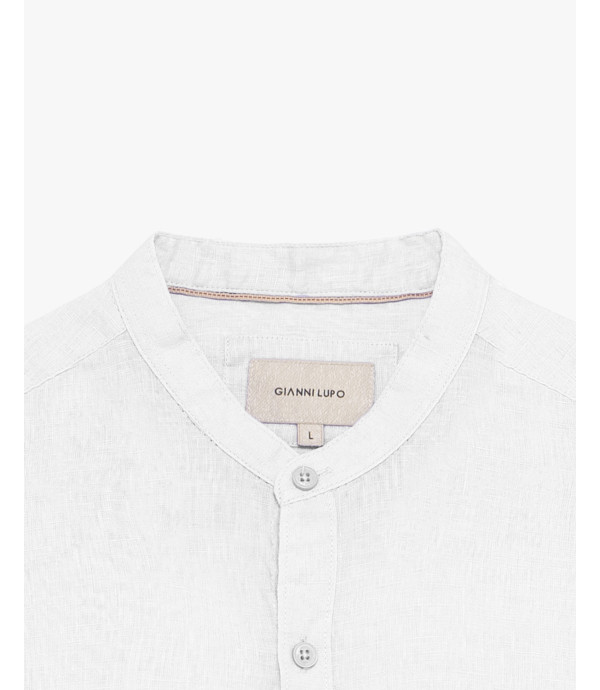 Mandarin collar linen shirt