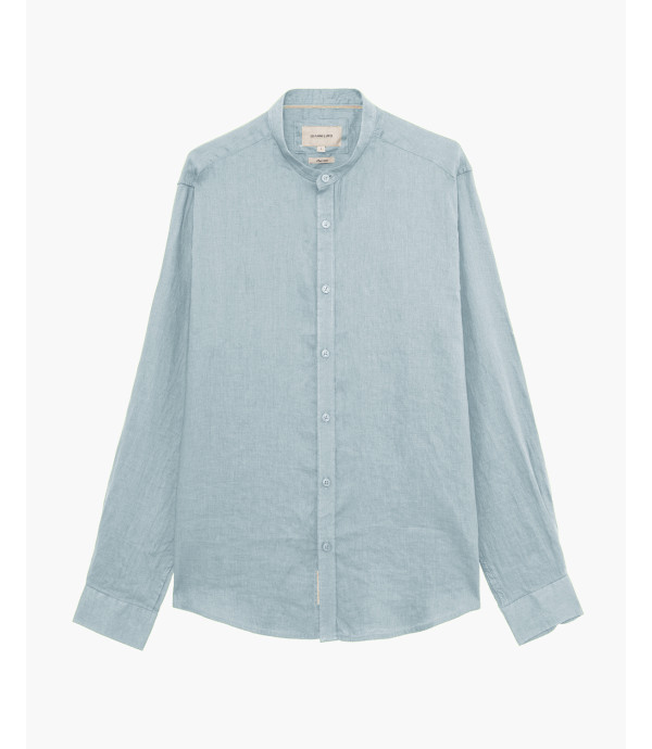 Mandarin collar linen shirt